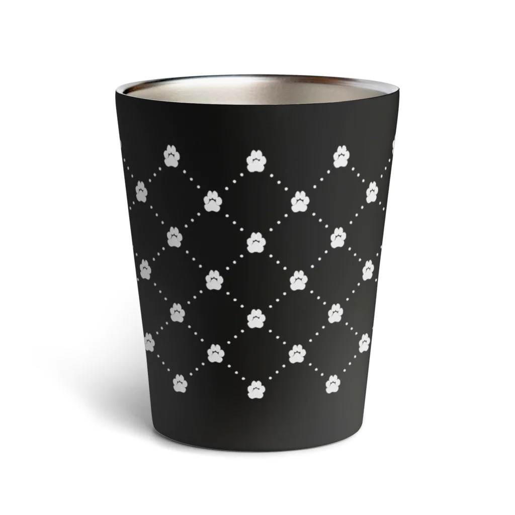 Charmyraのdiagonal grid-paw_clr_wh Thermo Tumbler