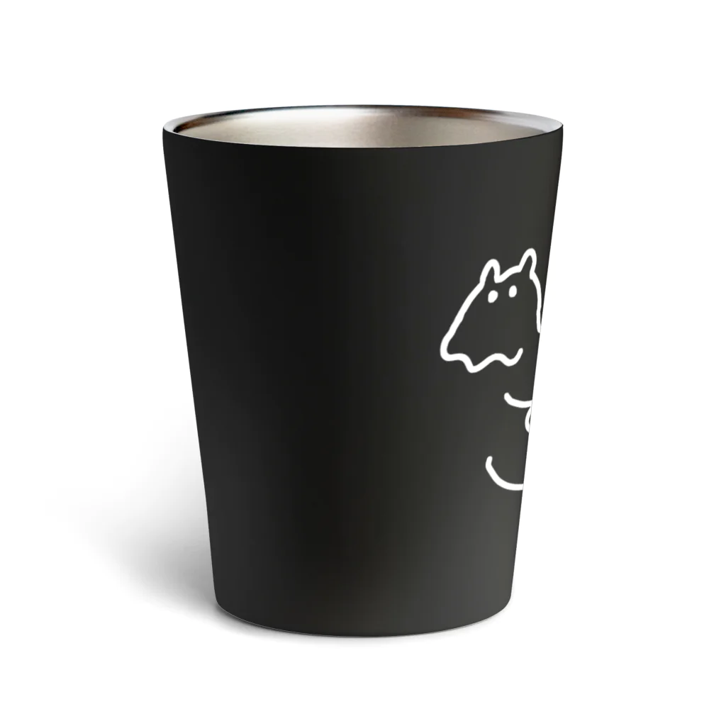 サメとメンダコ[namelessmm2]のサメとメンダコのラインロゴ(white) Thermo Tumbler