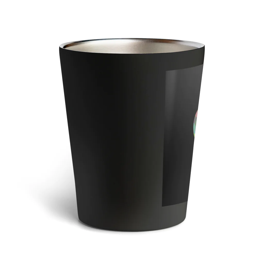 綺麗何学模様の虹×ハート×虹（ブラック） Thermo Tumbler