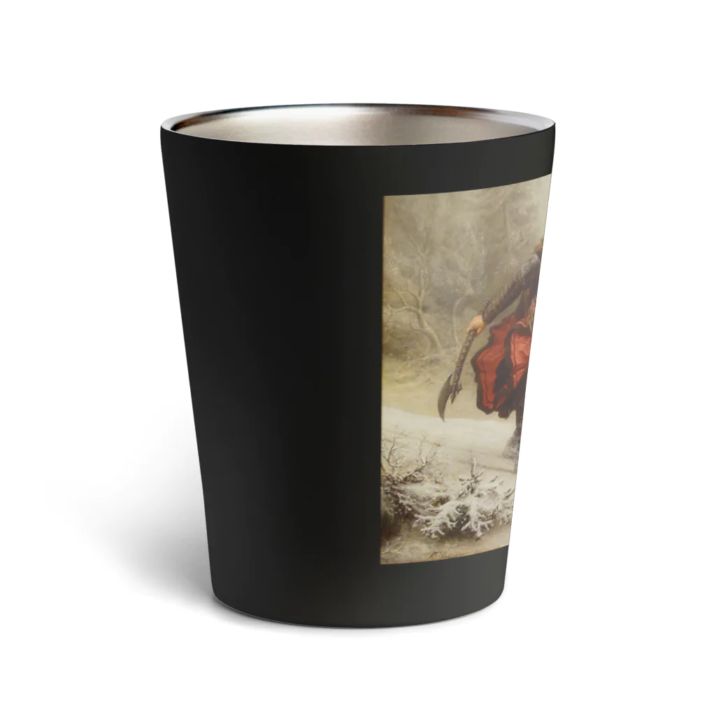 世界の絵画アートグッズのKnud Bergslien《Skiing Birchlegs 王子と山を渡る》 Thermo Tumbler