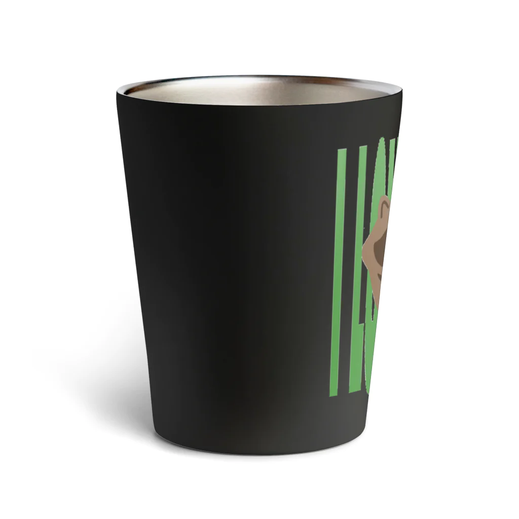 あざらしの7つどうぐのI LOVE TANUKI 草むら風 Thermo Tumbler