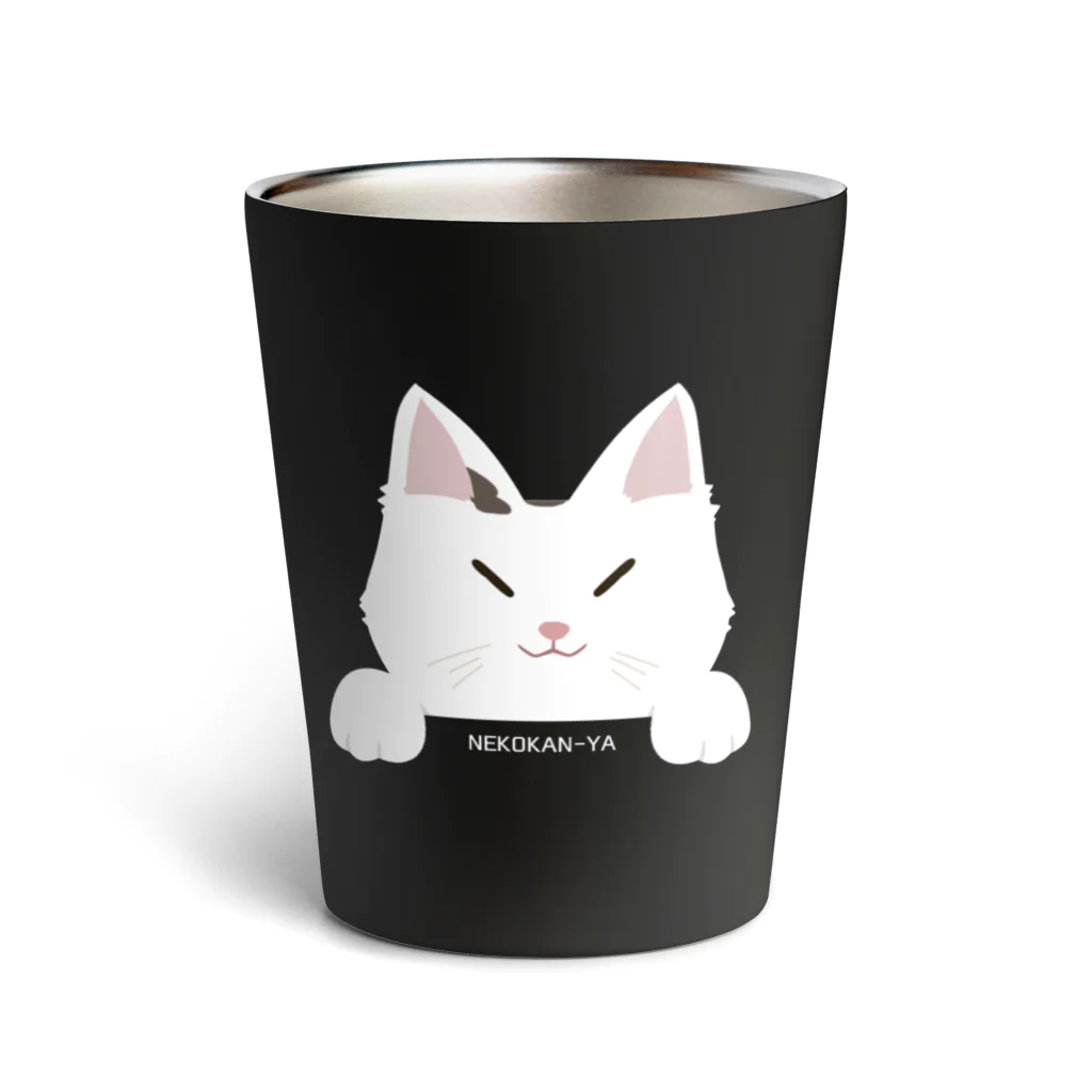 NEKOKAN-YA SUZURI支店の白ぶち猫タンブラー Thermo Tumbler