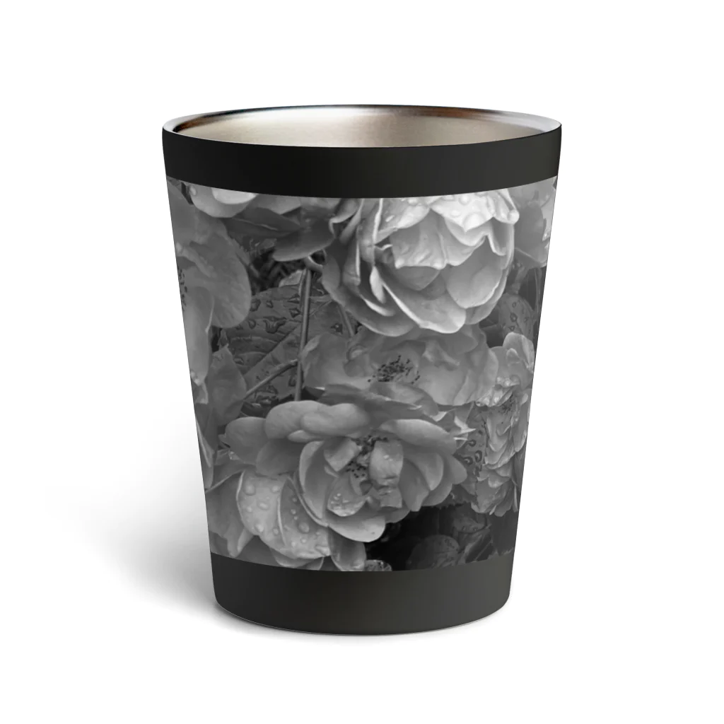 保護猫支援ショップ・パール女将のお宿の薔薇　モノトーン Thermo Tumbler