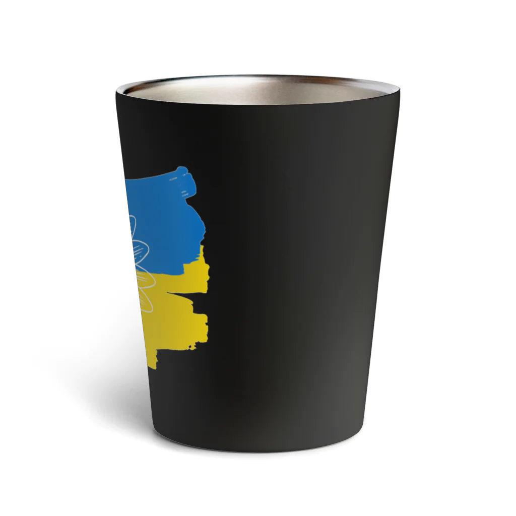 サトオのひまわり・ペイント風ウクライナ国旗色 Thermo Tumbler