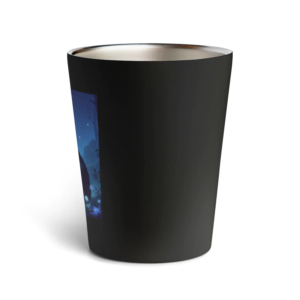 Super_Bluemoonの不思議な世界のゴリラと黒猫の友情🎵 Thermo Tumbler