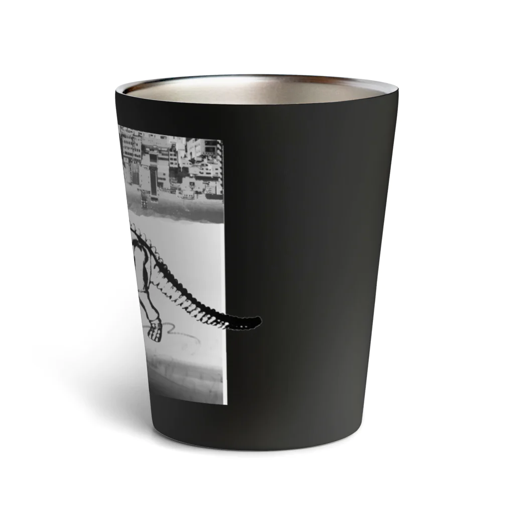 tottoの街と恐竜(モノクロ) Thermo Tumbler