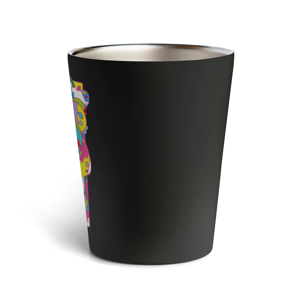 ポップなホラーが好きな人のショップのいろんなおばけたち（サイケデリックver） Thermo Tumbler