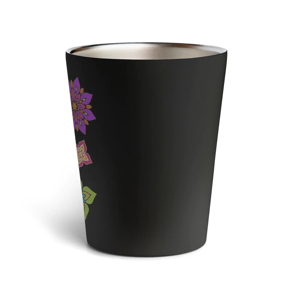 sandy-mのアジアンカラー木版染め風フラワーマンダラ Thermo Tumbler