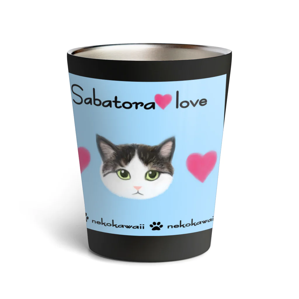 Ａｔｅｌｉｅｒ　Ｈｅｕｒｅｕｘのねこあたまコレクションサバトラ猫　ブルー Thermo Tumbler