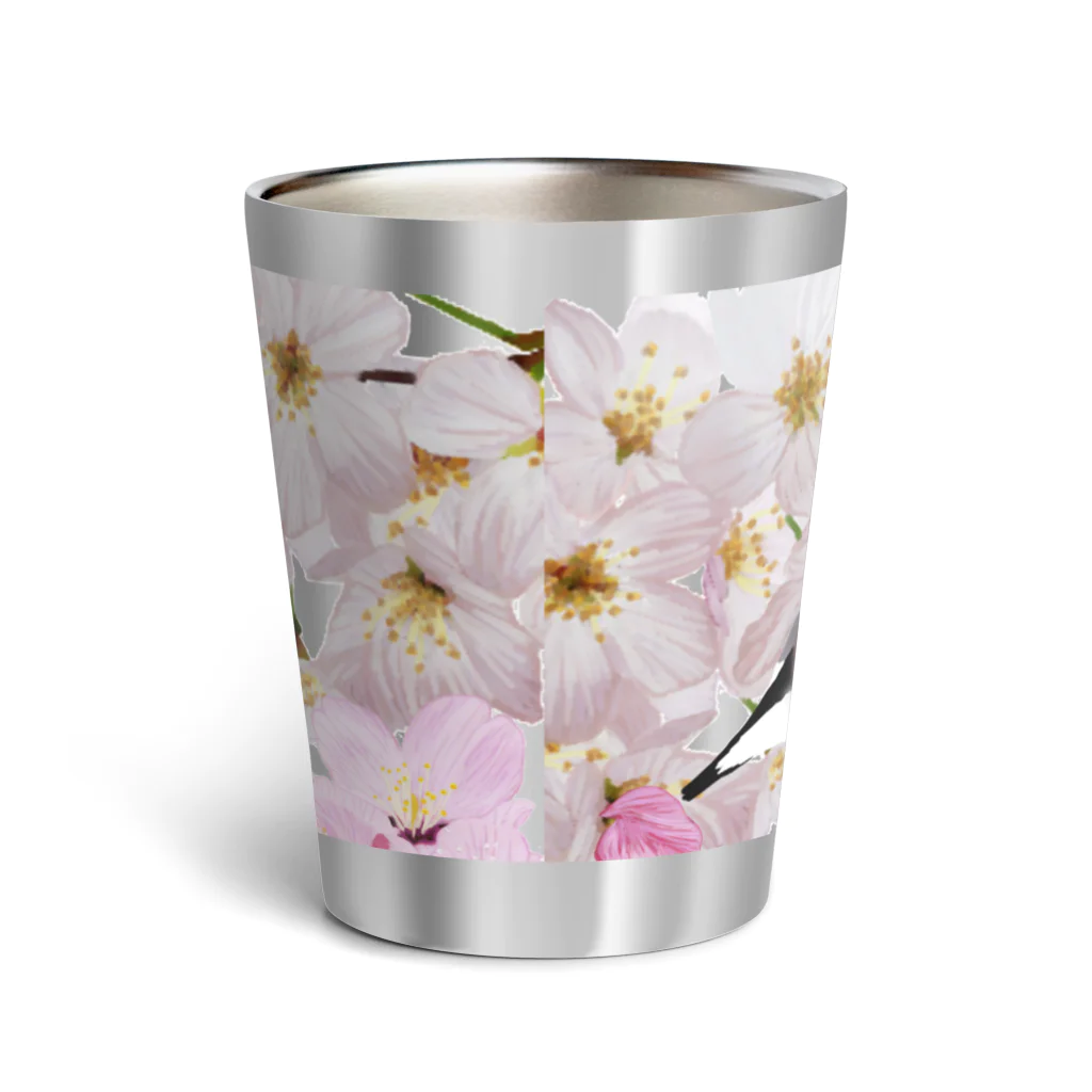 KINAKOLab@SUZURIの文鳥と桜 Thermo Tumbler