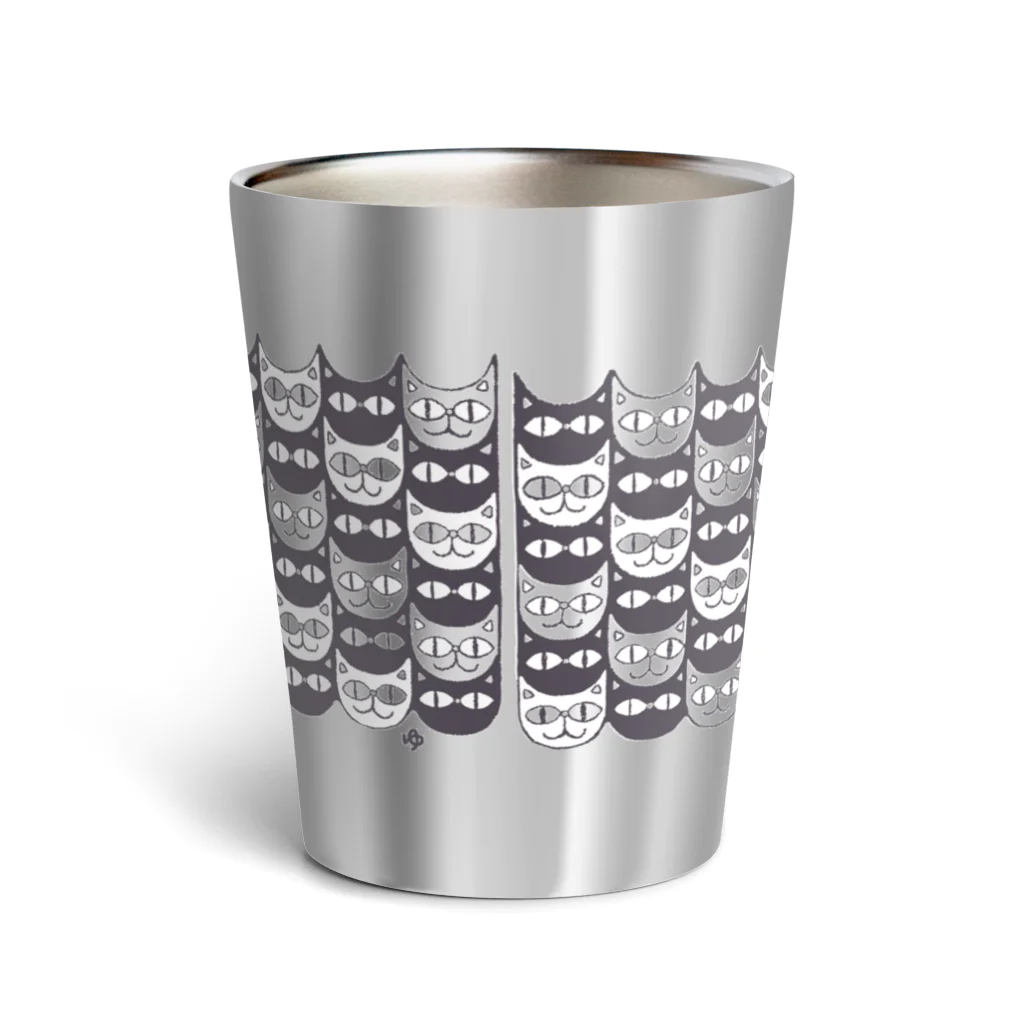 ゆっしーのつながるゆかいないきものたちのつながるねこねこ　よこなが Thermo Tumbler