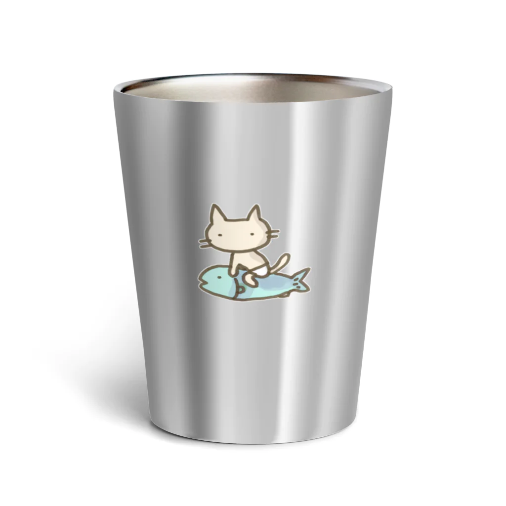 さくらもち市長のSUZURI商店の【ワンポイント】パンツねこ移動中 Thermo Tumbler