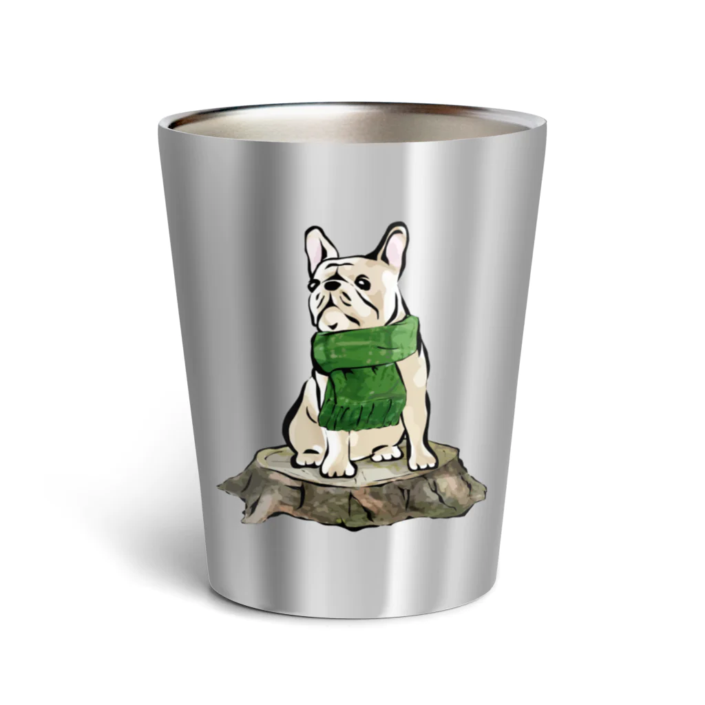 犬グッズの店しえるぶるーのマフラー犬　フレンチブルドッグ　クリーム Thermo Tumbler