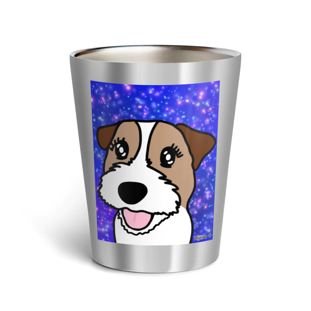 虹色PLUSの夜空を見上げて　ジャックラッセルテリア犬 Thermo Tumbler