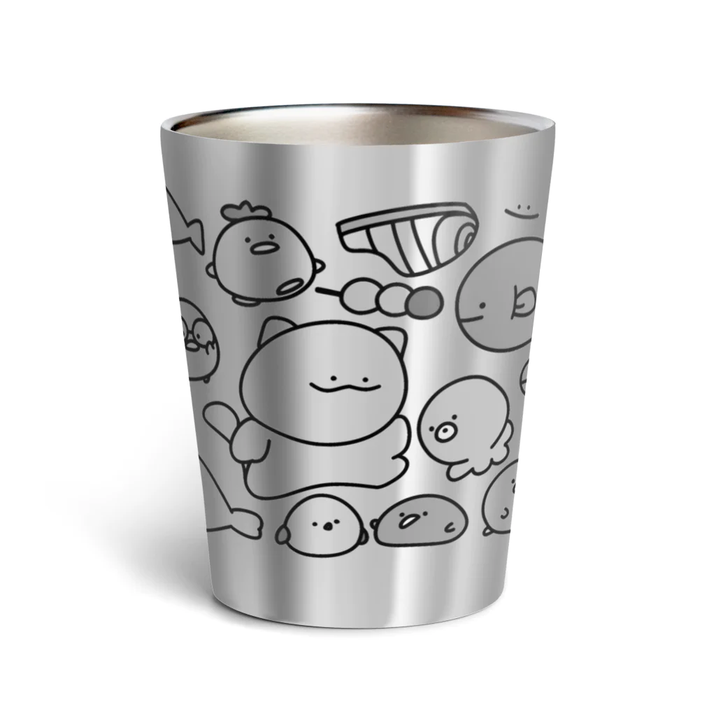 シャケのおみせやさん🐤🐟のともだちのつめあわせ (ﾓﾉﾄｰﾝ) Thermo Tumbler