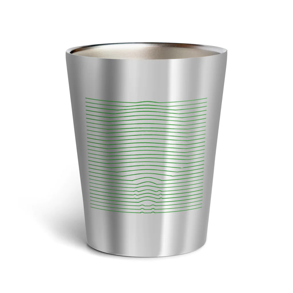 ぽつねん。のぽつねんの線（緑） Thermo Tumbler