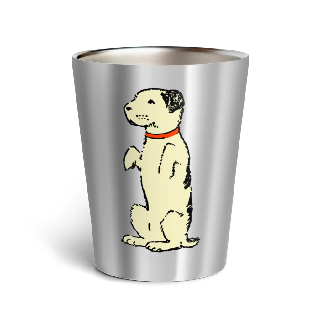 Saza-nami Antique designのたちあがる犬・クリーム色 Thermo Tumbler