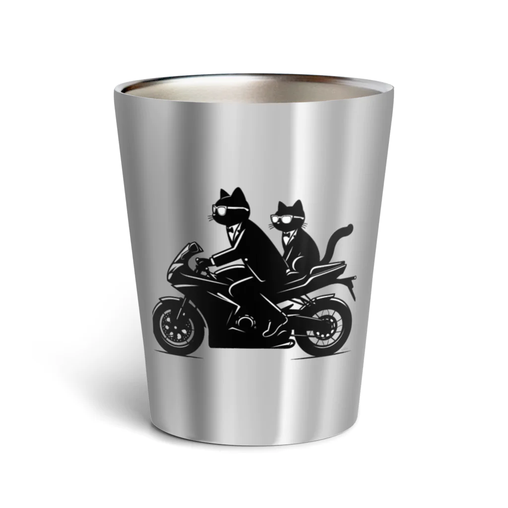 lblのバイクで出勤中のネコ Thermo Tumbler