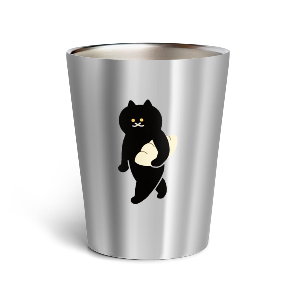 SUIMINグッズのお店の餃子をMacBookのように運ぶねこ Thermo Tumbler