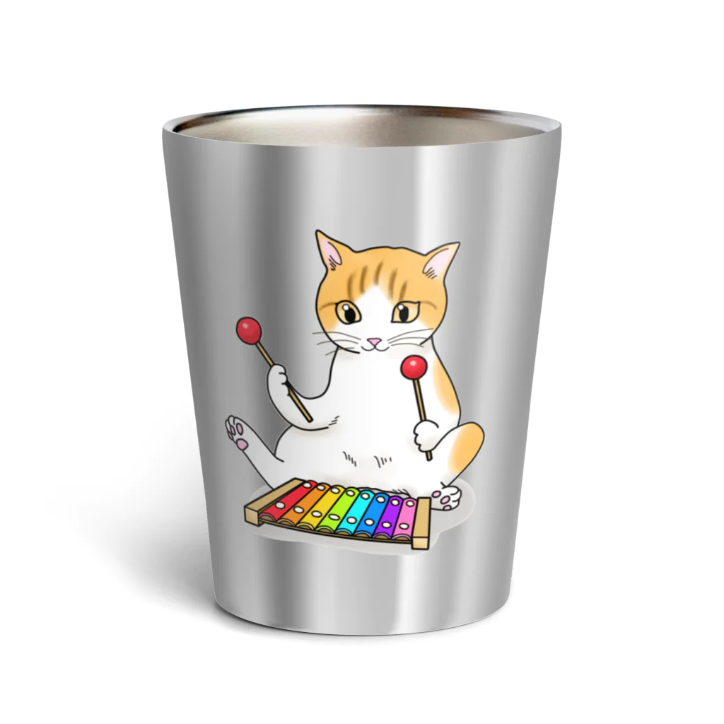 Ａｔｅｌｉｅｒ　Ｈｅｕｒｅｕｘの木琴を叩く猫 Thermo Tumbler