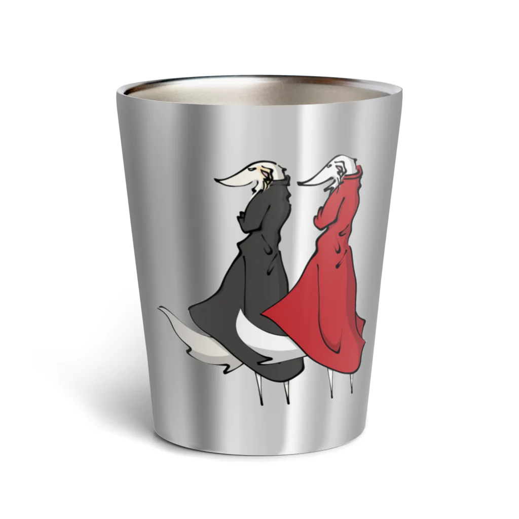 猫とネコ犬のボルゾイ スタイリッシュ Thermo Tumbler