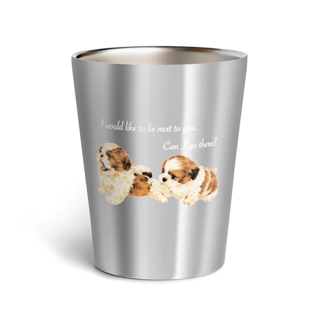 chourire toujoursのpuppy Shih Tzu 🐶 文字White ver. Thermo Tumbler