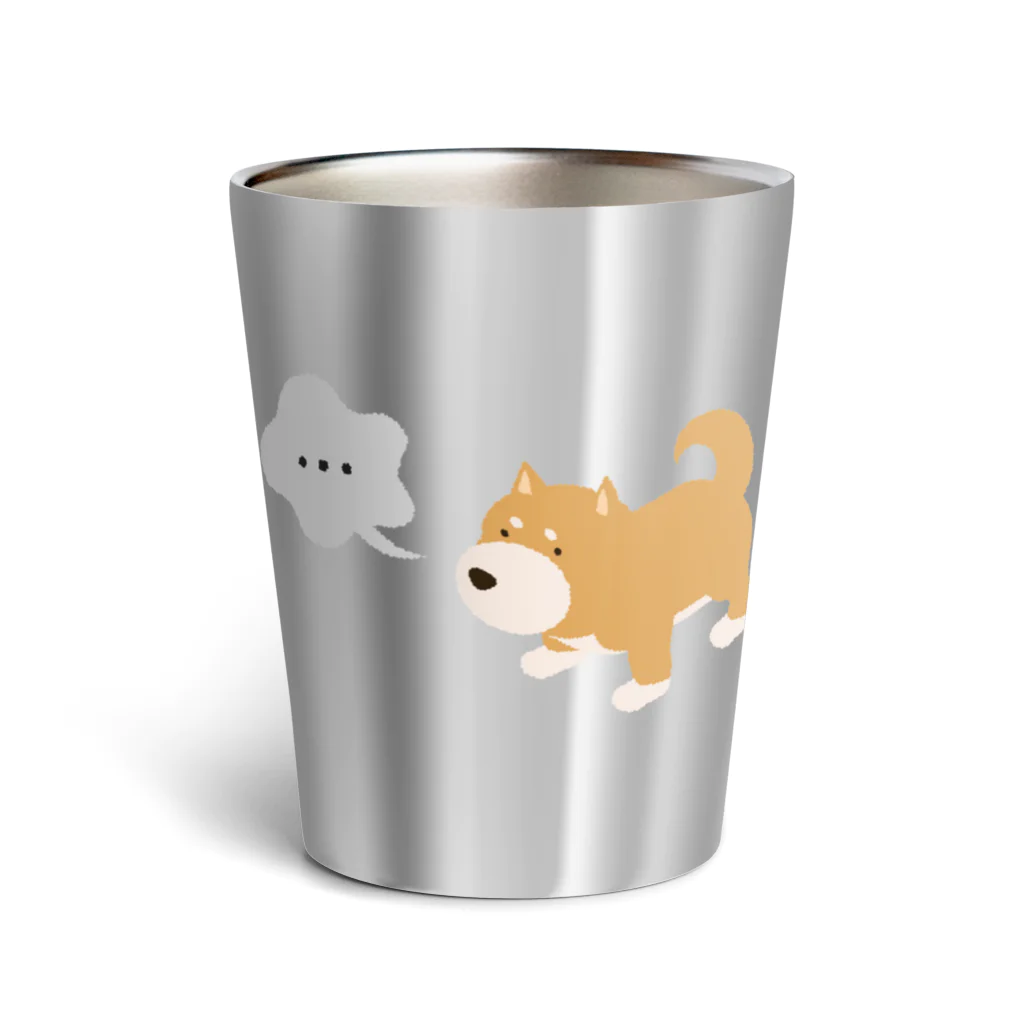 しばじるしデザインの柴犬ナナメ45度「・・・」 Thermo Tumbler