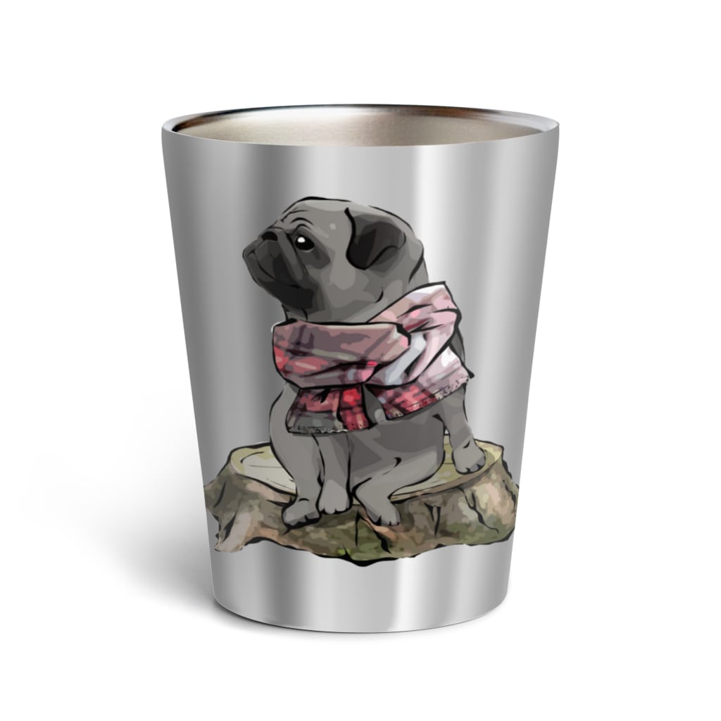 マフラー犬 黒パグ Thermo Tumbler By 犬グッズの店しえるぶるー Cielblue Suzuri