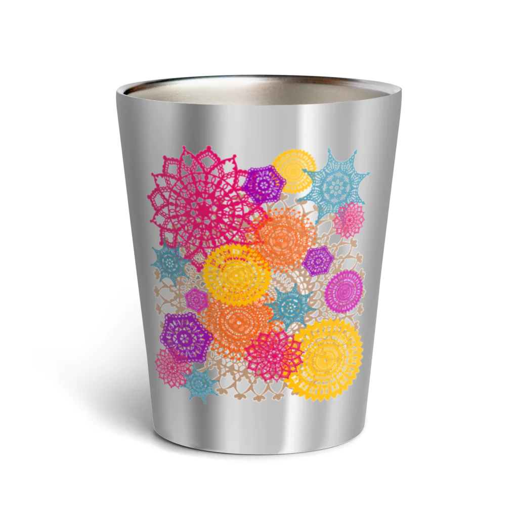 sandy-mのレースのお花畑 トロピカルカラー Thermo Tumbler