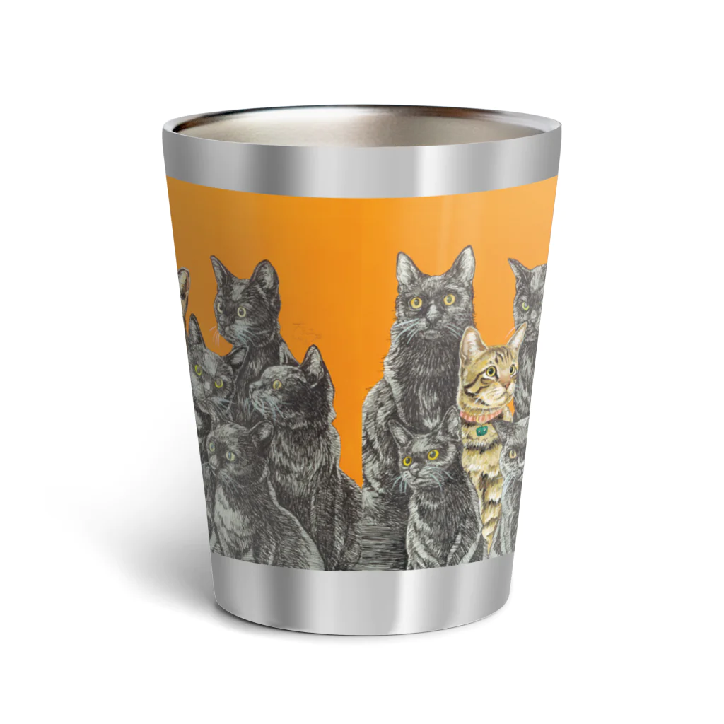 大江戸の黒猫さんたちと猫たち Thermo Tumbler