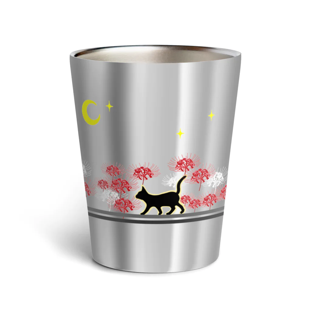 にゃーにゃー組@LINEスタンプ＊絵文字販売中！の黒猫＊夜のお散歩♪ Thermo Tumbler