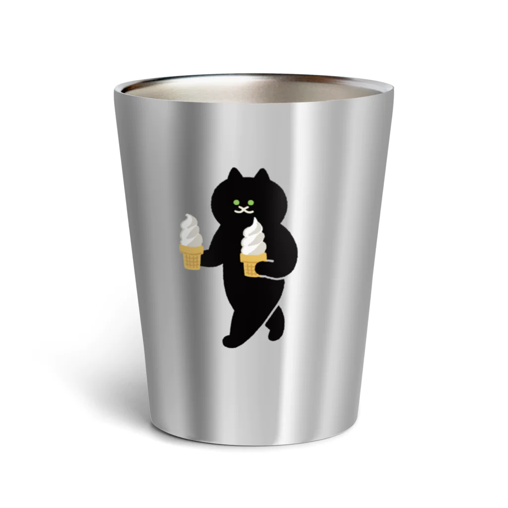 SUIMINグッズのお店のソフトクリームを急ぎめに運ぶねこ Thermo Tumbler