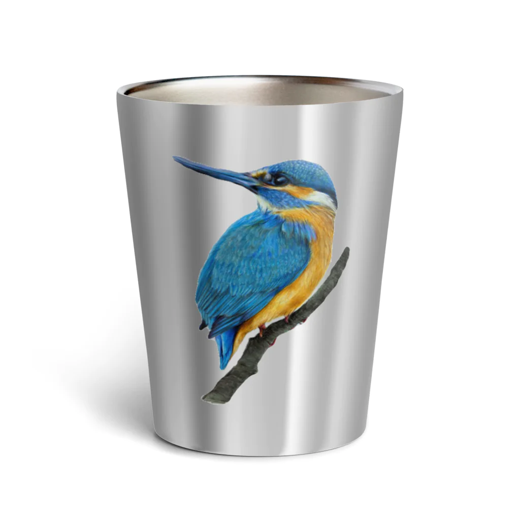 Chiikkaha(ちー）のChiikkaha 色鉛筆画 野鳥 カワセミ  Thermo Tumbler