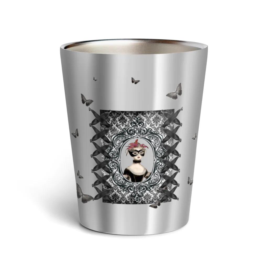 海賊猫 cocoのKeep Calm and Goth On♱マリー・アントワネット『Masquerade』♱黒ロリ ゴスロリ ゴシック 蝶 Thermo Tumbler