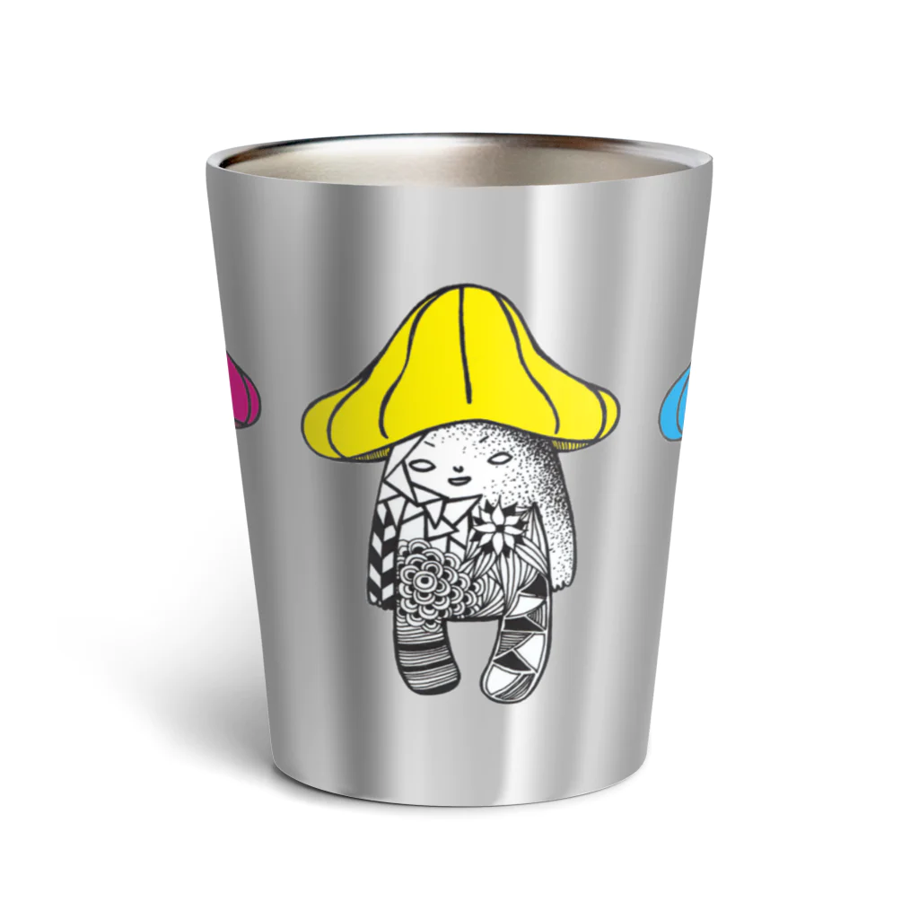 とおにゅう屋のきのこまる（ピンク・黄色・青色） Thermo Tumbler