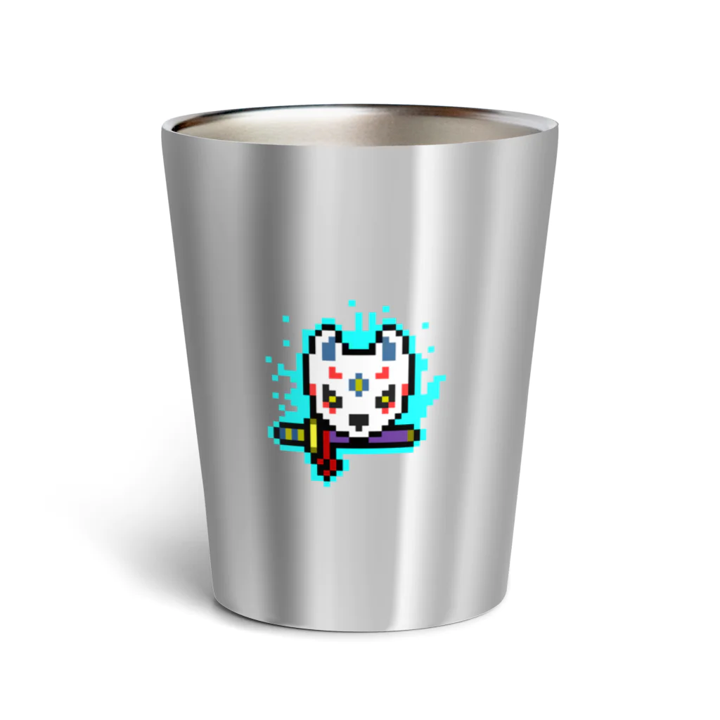 【ドット絵】ネコブレ商店のINARIHeroes_white Thermo Tumbler