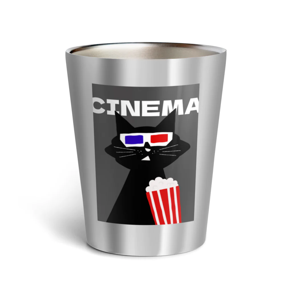 SugarWaterCat SHOPの映画 黒猫 3D CINEMA CAT ねこ ネコ Thermo Tumbler