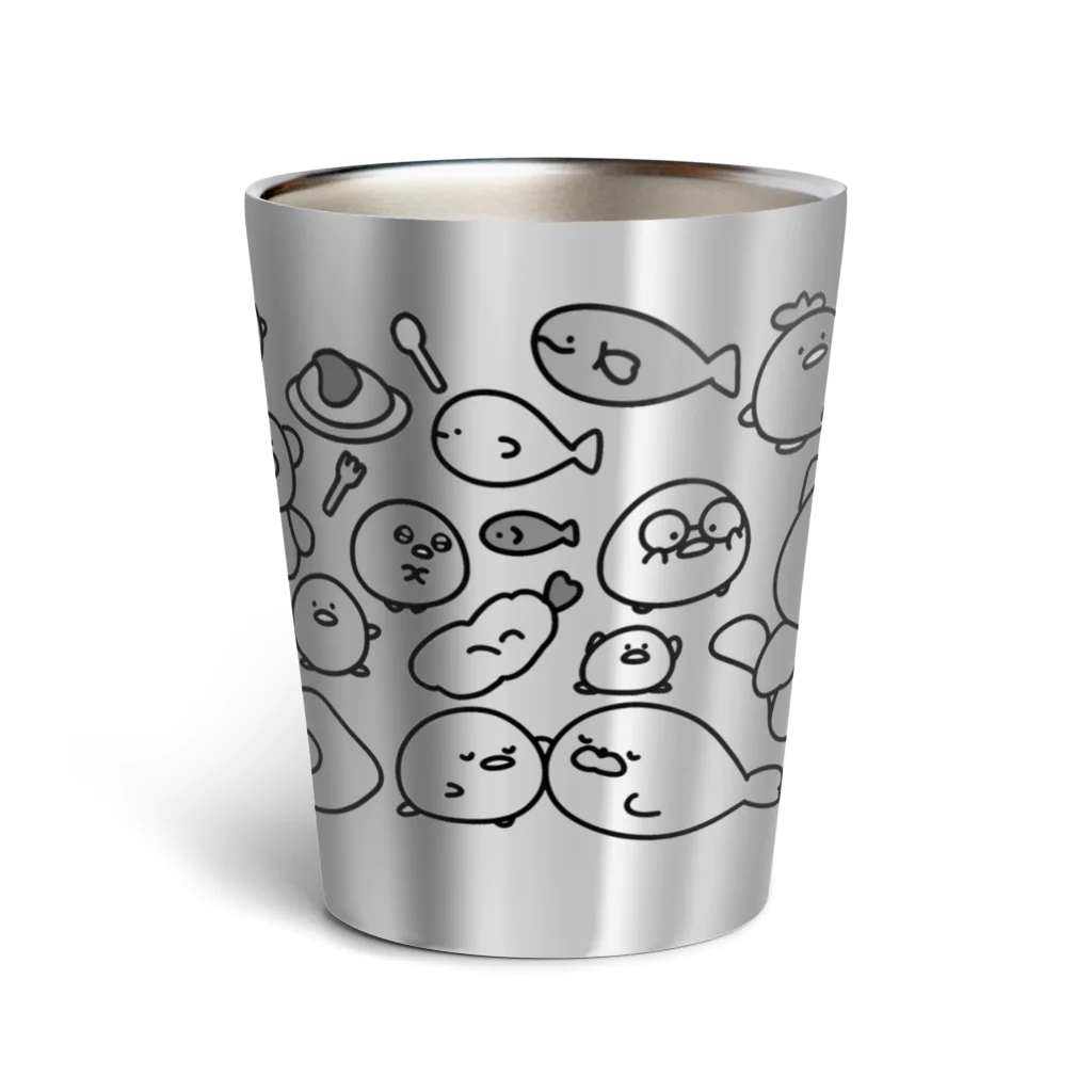 シャケのおみせやさん🐤🐟のともだちのつめあわせ (ﾓﾉﾄｰﾝ) Thermo Tumbler