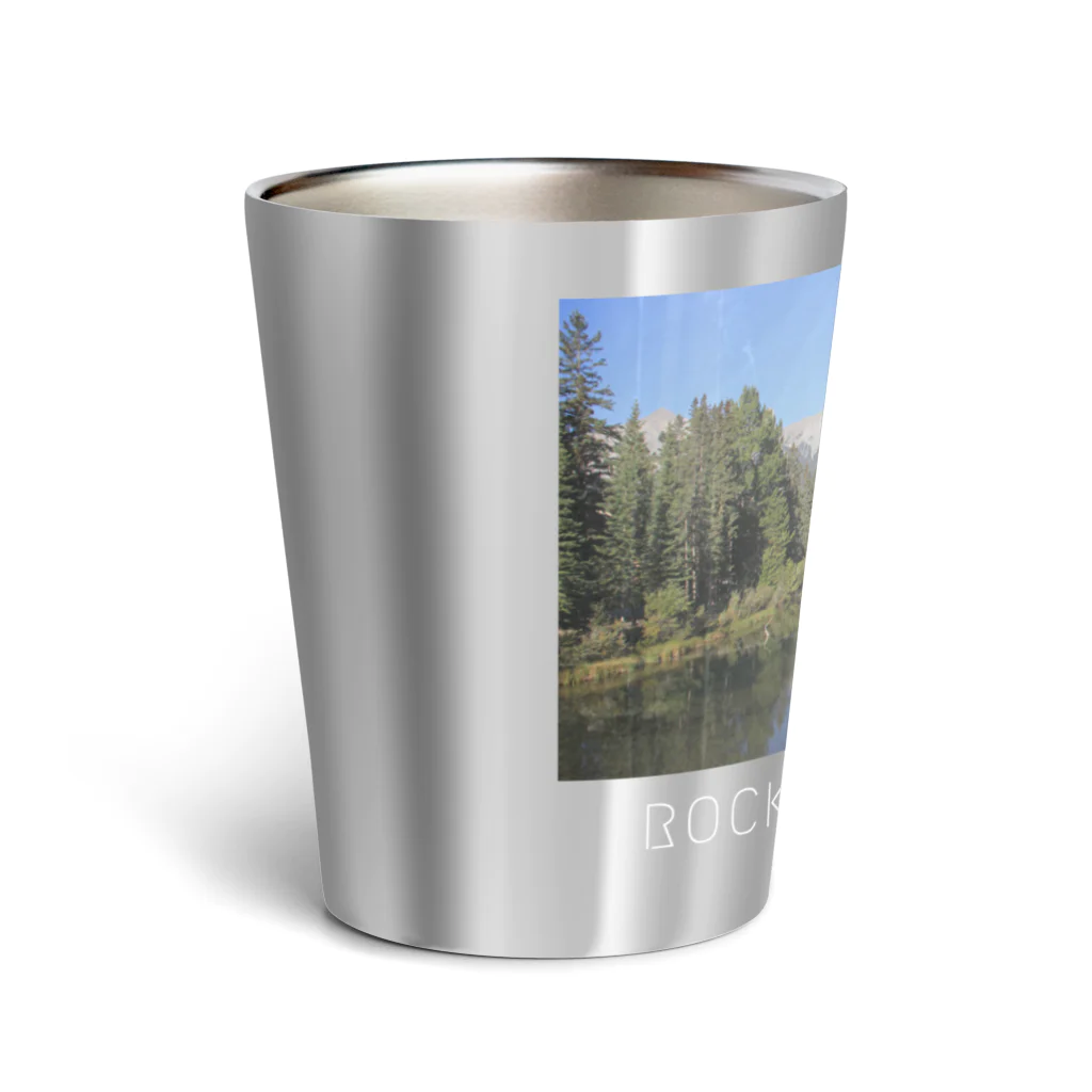 Rami's SouvenirsのROCKY MOUNTAIN - white logo Thermo Tumbler