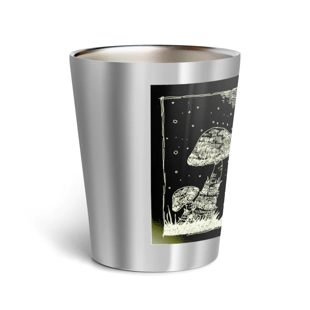 渡画楽吹 〜watarigarasu〜のjerryfish & mushroom  ブラック Thermo Tumbler