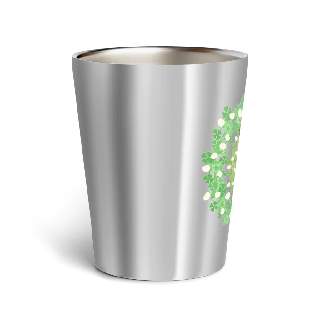 犬グッズの店しえるぶるーのコーギー　シロツメクサのリース Thermo Tumbler