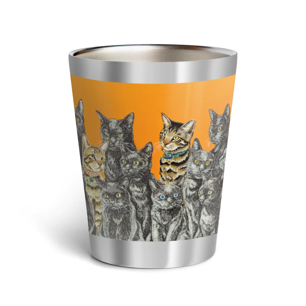 大江戸の黒猫さんたちと猫たち Thermo Tumbler