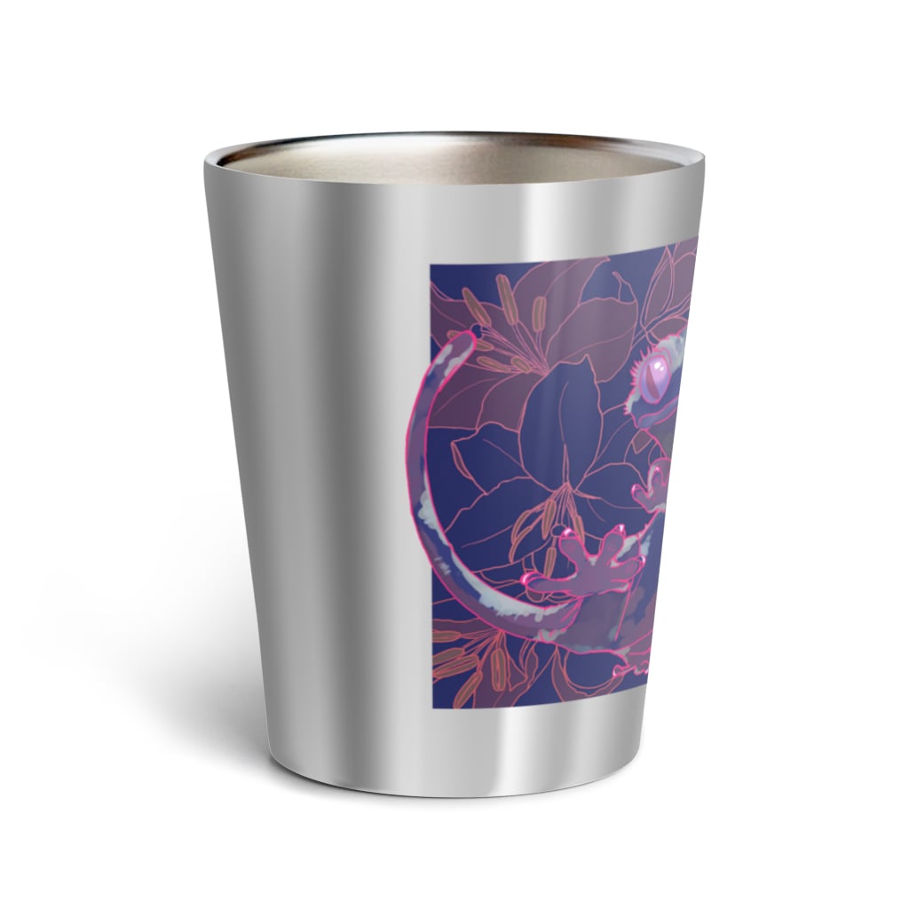 檸檬飴のカサブランカとクレステッドゲッコー(パープル) Thermo Tumbler