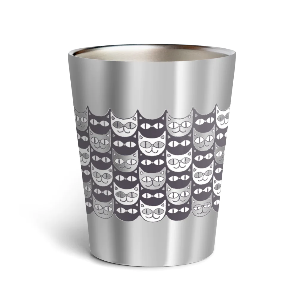 ゆっしーのつながるゆかいないきものたちのつながるねこねこ　よこなが Thermo Tumbler