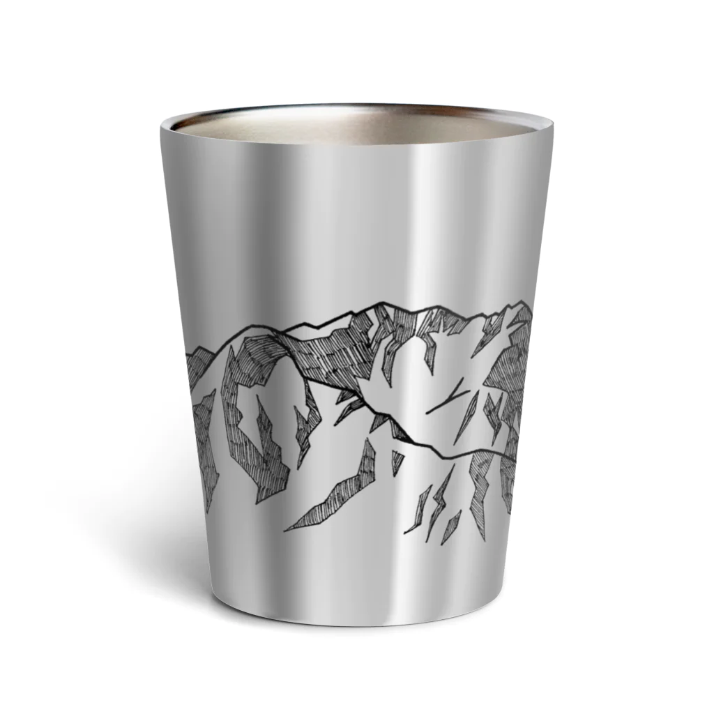 まつのき商店の槍穂高連峰　黒ペン Thermo Tumbler