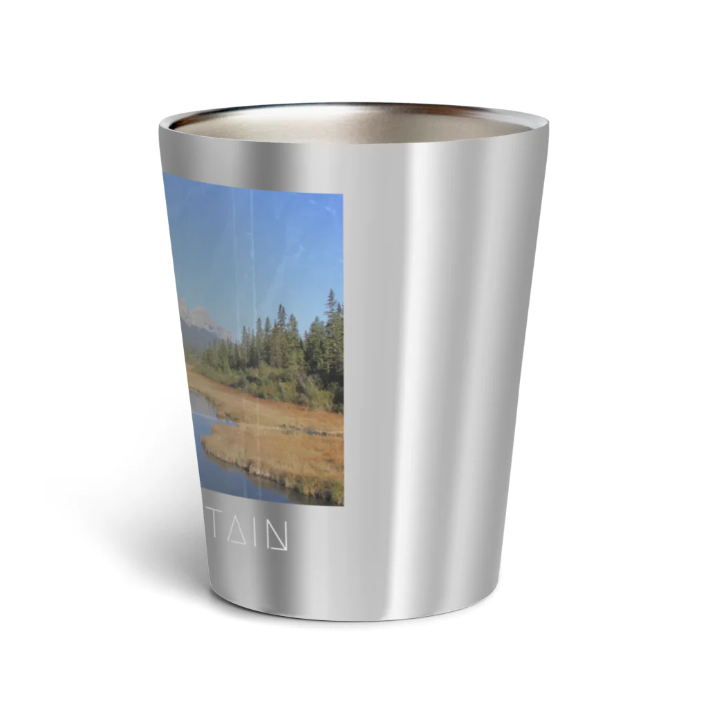 Rami's SouvenirsのROCKY MOUNTAIN - white logo Thermo Tumbler