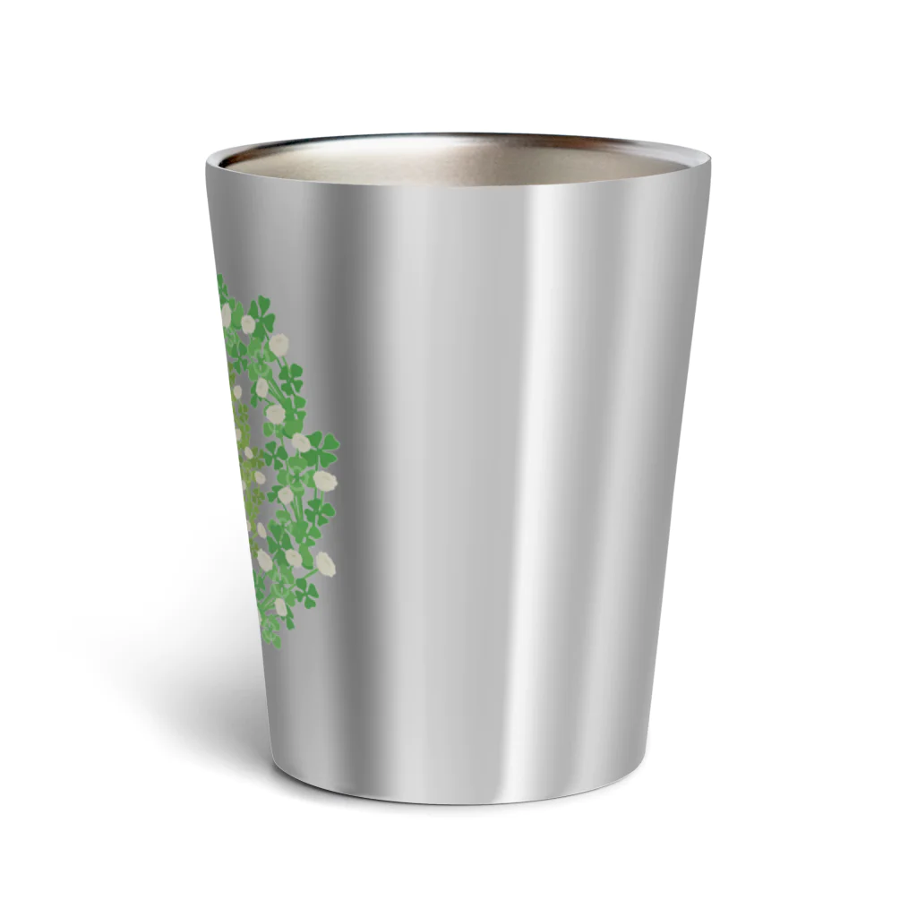 犬グッズの店しえるぶるーのコーギー　シロツメクサのリース Thermo Tumbler