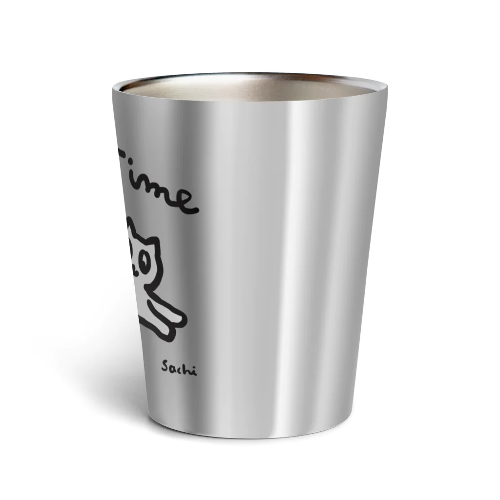 天明幸子　SUZURI  オフィシャルショップの"Break Time"黒×白 Thermo Tumbler