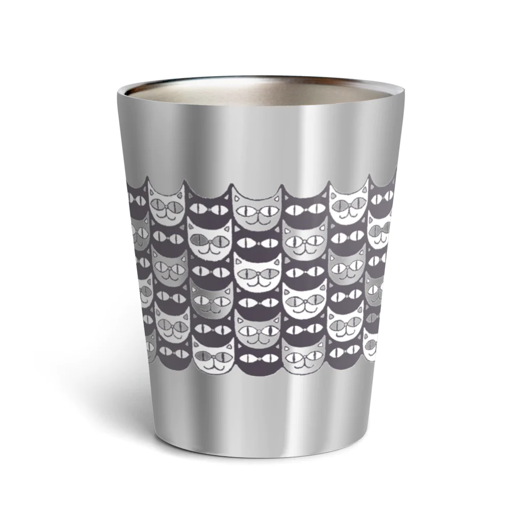 ゆっしーのつながるゆかいないきものたちのつながるねこねこ　よこなが Thermo Tumbler