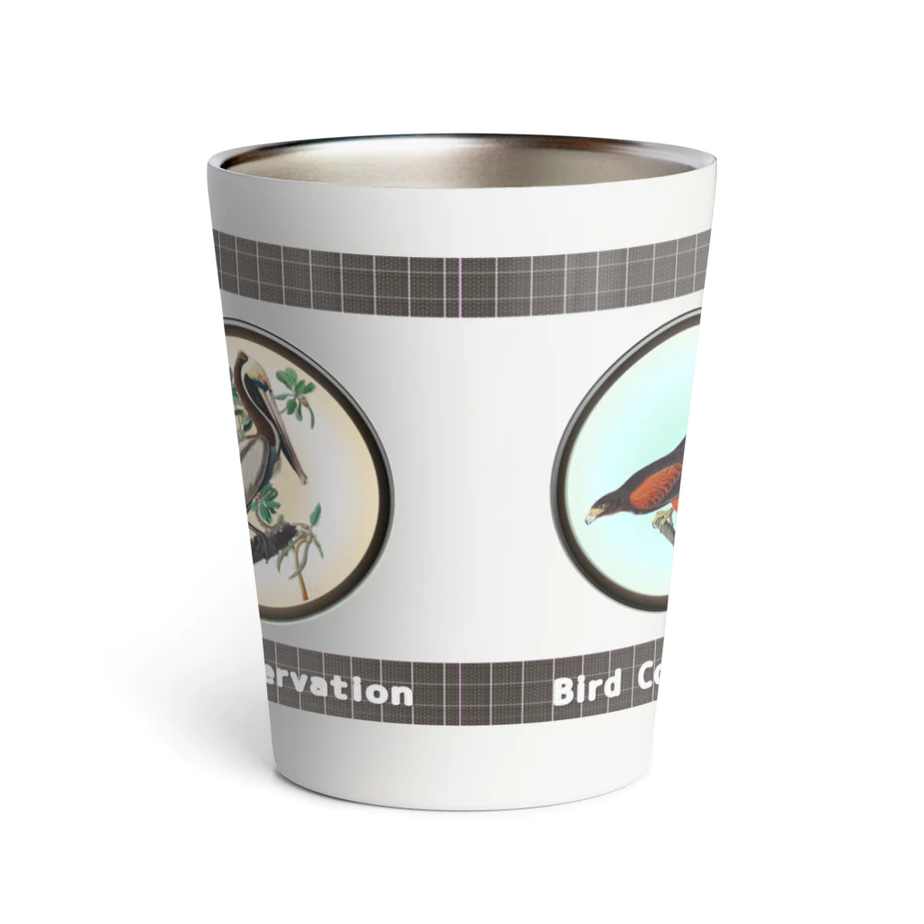 アニマル四字熟語の「Bird conservation」野鳥保護サーモンタンブラー Thermo Tumbler